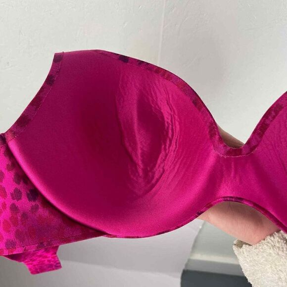 Victoria's Secret Hot Pink Leopard Print Lined‎ Demi Bra Size 36C - Picture 10 of 10